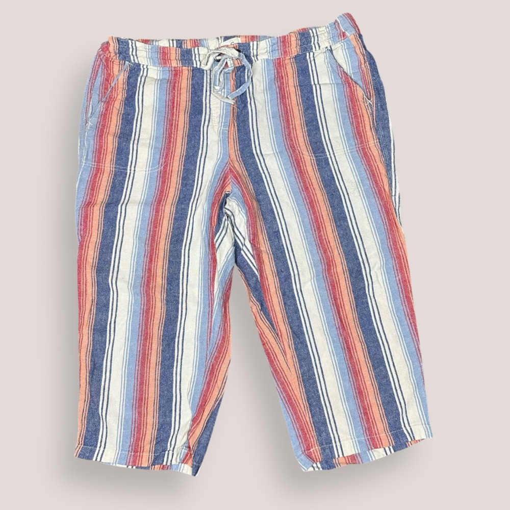 Per Se stripped linen pants